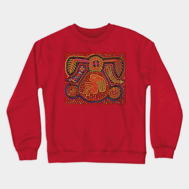 Kuna Indian Mola Girl on Bike Crewneck Sweatshirt by Esprit-Mystique